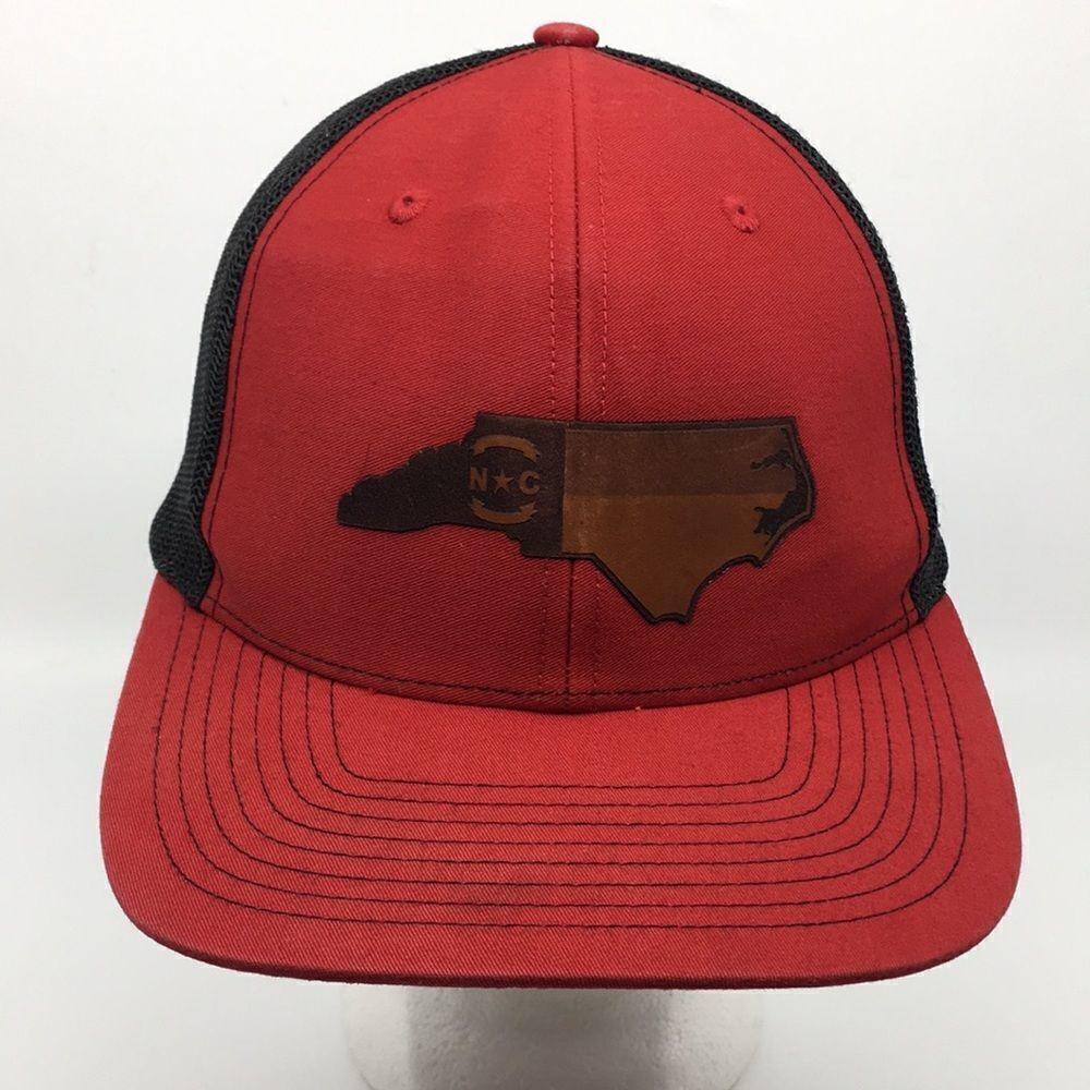 Richardson NC State Map Trucker Style Mesh SnapBack Hat  Baseball Cap